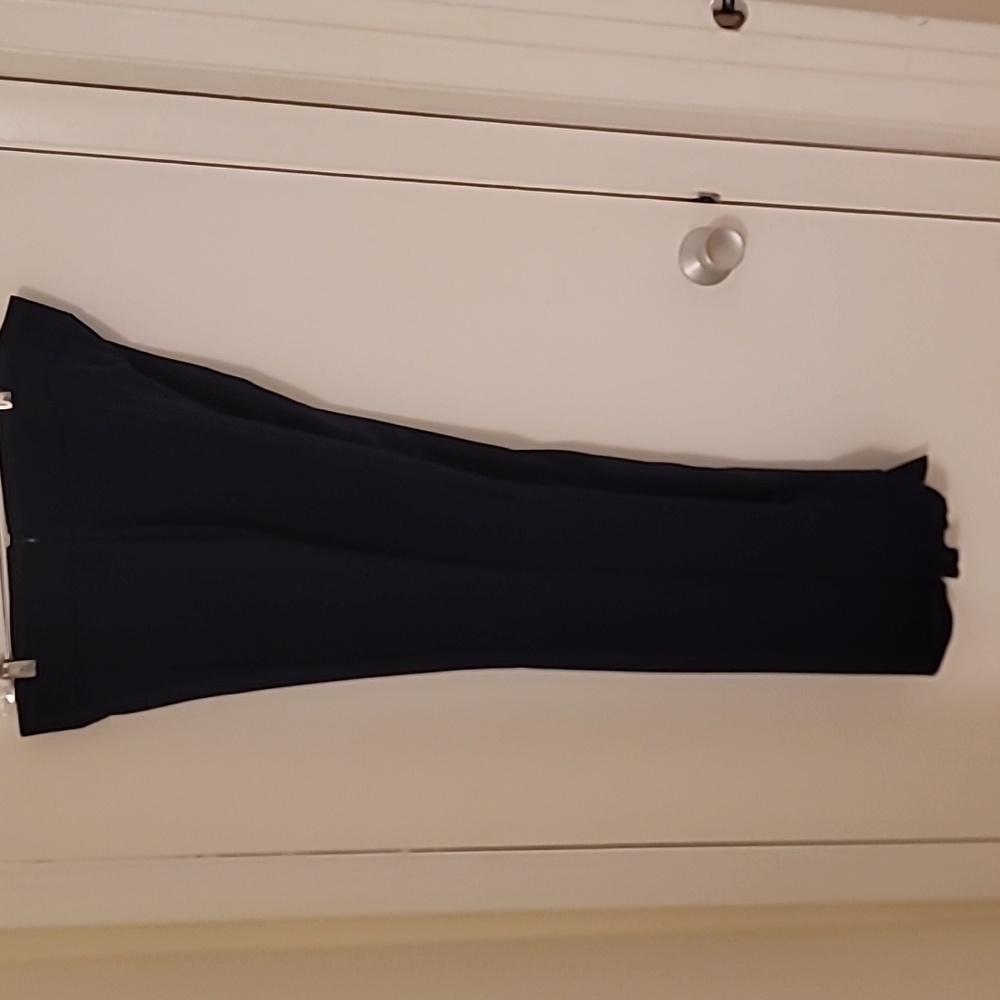 Navy blue dress pants with bottom furly cuff